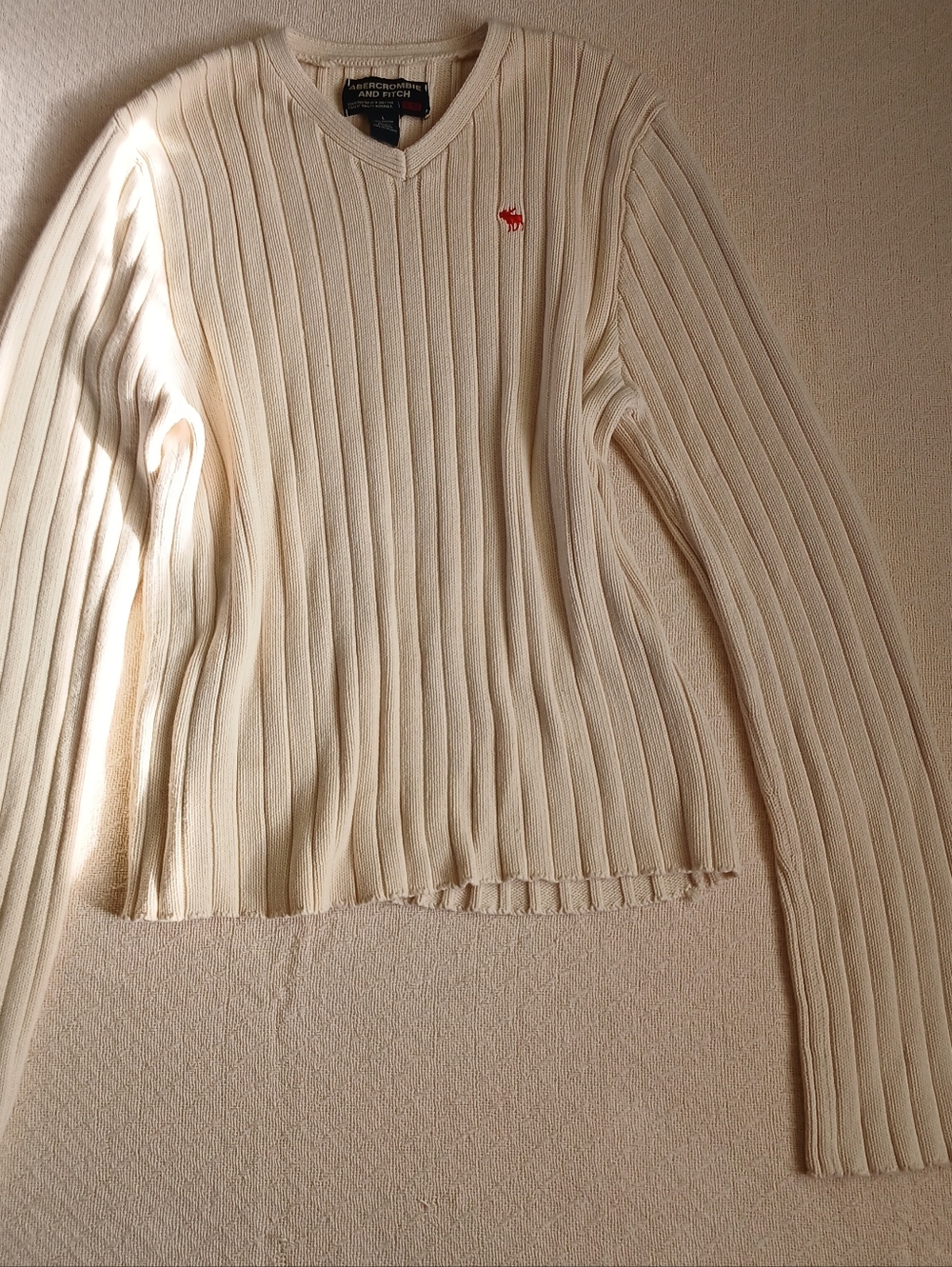 a&f ♡ vintage knit sweater mens large neutral beige y2k abercrombie and fitch